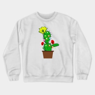 Christmas Cactus with lights between flowers Crewneck Sweatshirt